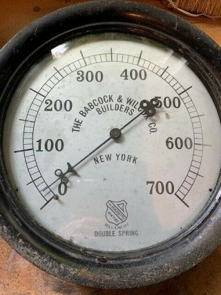 Antique Babcock & Wilcox 14 " Steam Pressure Gauge Ashcroft Mfg Co York Large