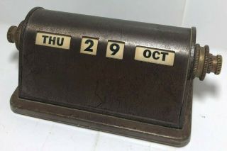 Vintage Perpetual Desk Calendar Park Sherman Co.  Rare Brass Steel
