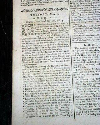 18th Century London Pre Revolutionary War Era Colonial America Rpt1757 Newspaper