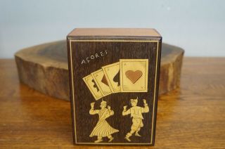 Vintage Hand Crafted Double Deck Playing Cards Wooden Box