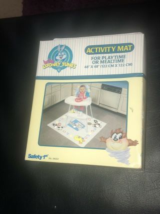 Vtg Baby Looney Tunes Playtime Mealtime Activity Floor Mat 48”x48” Mib 1998