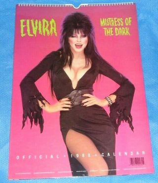 Elvira Mistress Of The Dark Official 1988 Calendar Large Photo Pinup Halloween
