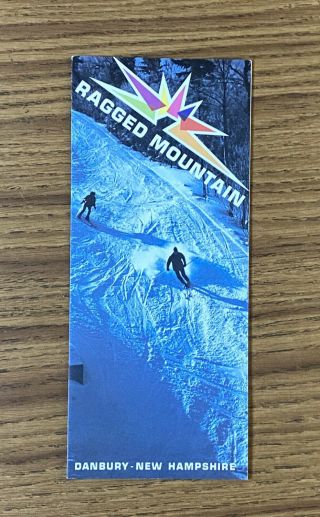 Ragged Mountain Vtg Ski Brochure Trail Map Danbury Hampshire Souvenir Travel