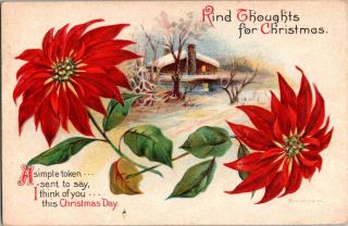 Vintage Postcard Postmarked 1916 Kind Thoughts For Christmas …no.  1074