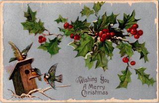 Vintage Postcard Wishing You A Merry Christmas