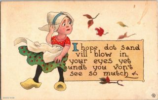Vintage Postcard I Hope Dot Sand Vill Blow….  By S.  Bergman