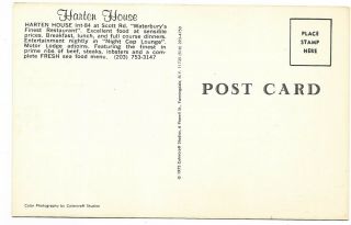 Vintage advertising postcard,  The Harten House restaurant,  Waterbury,  CT 2