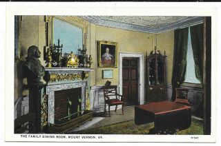 Vintage Postcard,  The Family Dinning Room,  Mount Vernon,  Va
