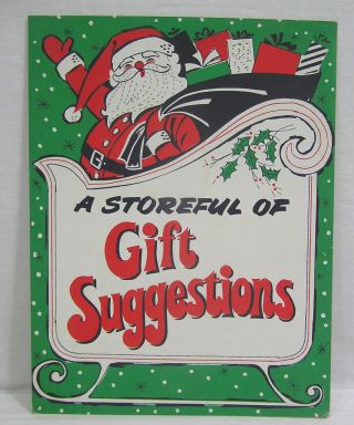 Vintage Christmas Store Sign Advertisement Santa Claus And Sleigh Circa 1960s