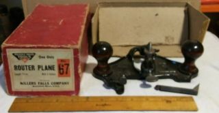 Vintage Millers Falls No.  67 Router Plane 7 1/2 In.  W/ 2 Cutters Box