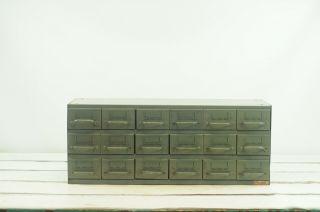 Vintage Equipto Industrial Parts Cabinet 18 Drawers Parts Bins Parts Cabinet 1