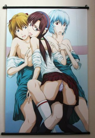 Anime Art Wall Scroll Neon Genesis Evangelion 2.  0 Mari Rei Asuka Ecchi Trio