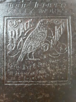 Antique Vintage Kelly Black Raven Single Bit Embossed Axe Head