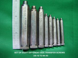 Vintage Set Of 8 Heimann Mfg Co.  Transfer Screws - Toolmaker/machinist