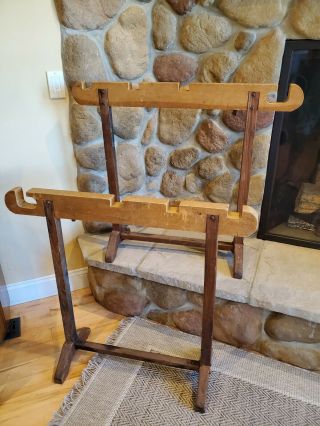 Vintage Set Of 2 - Wood Freestanding Quilt Display Rack Antique Carp.  Saw Horses