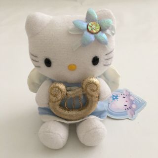 Vintage Sanrio Hello Kitty Blue Angel Plush With Harp 2001 6 In With Tag
