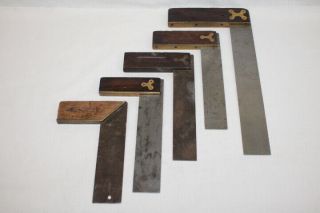 5 Vintage Stanley Metal Try Squares Man Cave Decor Carpenter/woodwork Tools