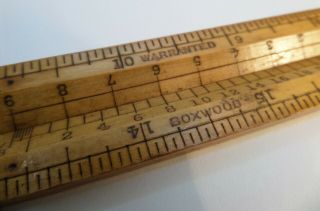 Vintage Stanley No.  53 1/2 Boxwood Brass Folding Architect Scale Rule Ruler 24 "