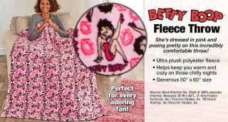 Betty Boop Fleece Crochet Throw Blanket Size 50x60 "