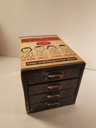 Vintage Porter Industrial Small Grey Metal 4 Drawer Parts Storage Box Cabinet