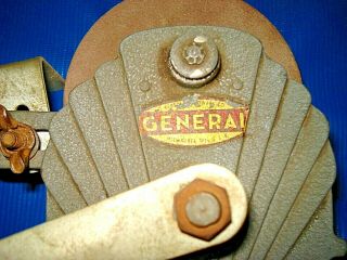 Antique GENERAL Hand Crank Bench Mount Tool Grinder / Sharpener with 5 