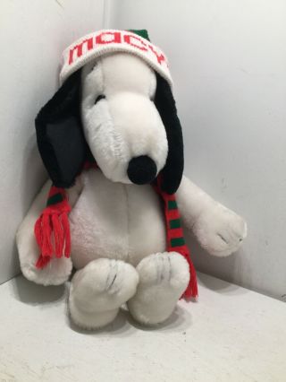 Vintage Macy’s Large Peanuts Snoopy Dog Plush Christmas Winter Holiday