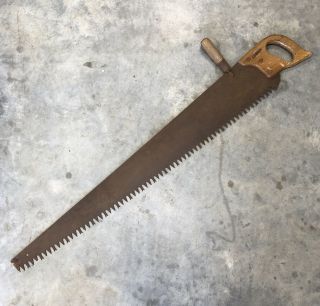 Vintage Fulton Antique 42” Blade 1 Or Two Man Crosscut Saw Logging Wooden Hand