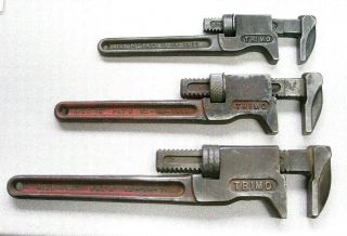Vintage Trimo 10 12 16 Adjustable Monkey Wrench Pat 12 - 19 - 1911 - Trimont Mfg Co