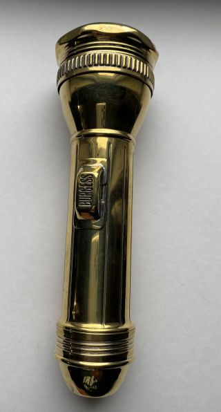 Vintage Antique Brass American Flashlight / Burgess Made In The Usa
