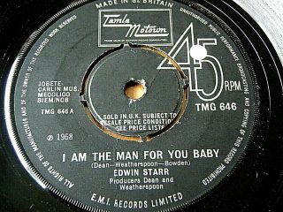 Edwin Starr - I Am The Man For You Baby 7 " Vinyl Tmg 646