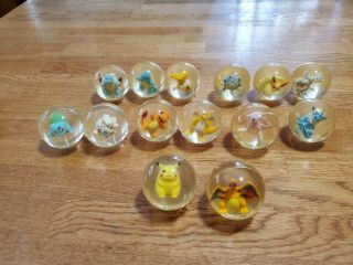 1998 Hasbro Pokemon 14 Character Set Bouncy Rubber Ball Vintage Collectible