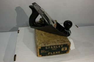 Bailey Stanley Smooth Plane No.  3 1 3/4 Inch Cutter 8 Inch Long W Box