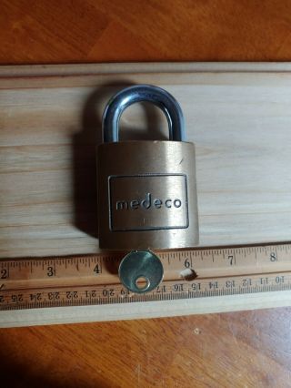 Vintage Medeco Brass Padlock - High Security Padlock - With Key - Locksport 5Pin 2