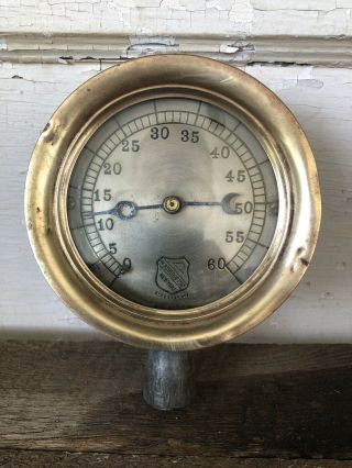 Antique Ashcroft Steam Pressure Gauge Brass Rim