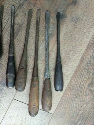 12 Vintage /Antique Perfect Wood Handle Screwdrivers Woodworking Tools 2