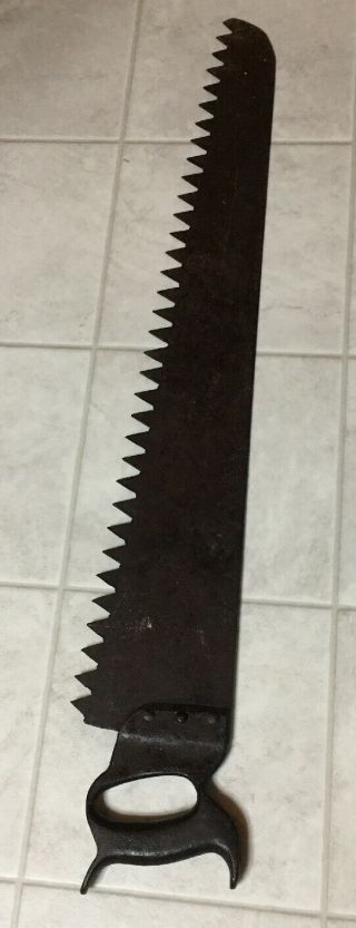 Old Vintage Ice Saw 28 Inches Long Cast Iron Handle Handsaw