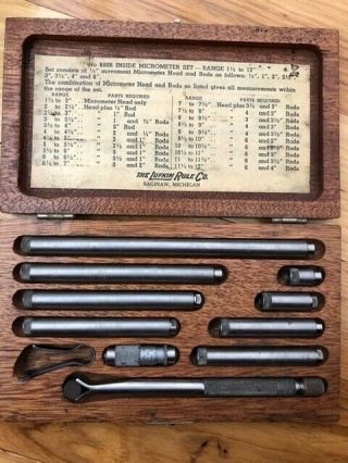 Vintage Lufkin Rule Co.  Micrometers W/ Case 11 Piece Set 1/2 “ To 6”