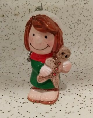 Vintage 1982 Peanuts Peppermint Patty Gingerbread Ceramic Christmas Ornament