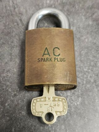 Vintage Ac Spark Plug Best Padlock With Key (jb) 557 - A Flint Michigan