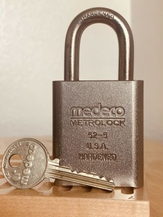 Medeco Biaxial Metrolock Padlock W/ Key High Security Locksport Bulky Lock