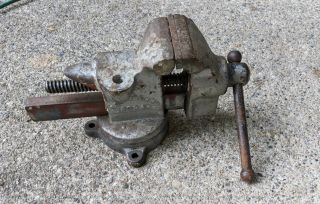 Old Vintage Rock Island 503aa Anvil / Swivel Bench Vise 4 " Jaws Work Bench Tool