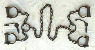 Vintage Old Antique Handcrafted Iron Strong Lock Handcuffs Key,  Collectible