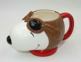 Vintage Peanuts Snoopy Applause Flying Ace Ceramic Coffee Mug Cup Pilot Baron