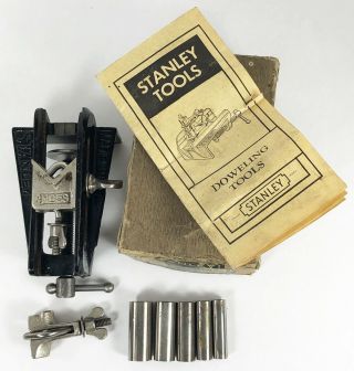 Stanley No 59 Vintage Dowel Jig W/ Box & 5 Guides Cutting Woodworking Wood Tool