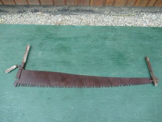 Vintage One Man Crosscut Saw With Wooden Handle In 54 " Blade