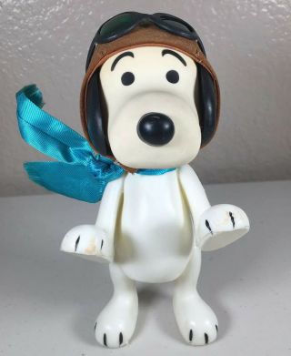 Vintage 1966 Peanuts Snoopy Red Baron Pilot Toy Figure United Feature Syndicate