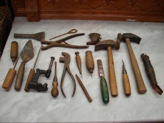 Antique Shoemaker Cobbler Tools Nails Heels & More - See Photos