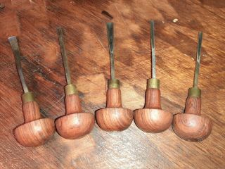 Henry Taylor Palm Style Carving Tools Acorn Mark Set Of 5.  Rare Set