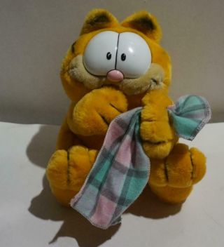Vintage Plush Garfield Goo Goo Cat Sucking Thumb W/ Blanket Dakin 1978 - 81 Rare