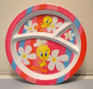 Tweety Bird 8 " Plastic Plate & 10 " Bowl Dishwater Safe Gibson Looney Tunes Wb